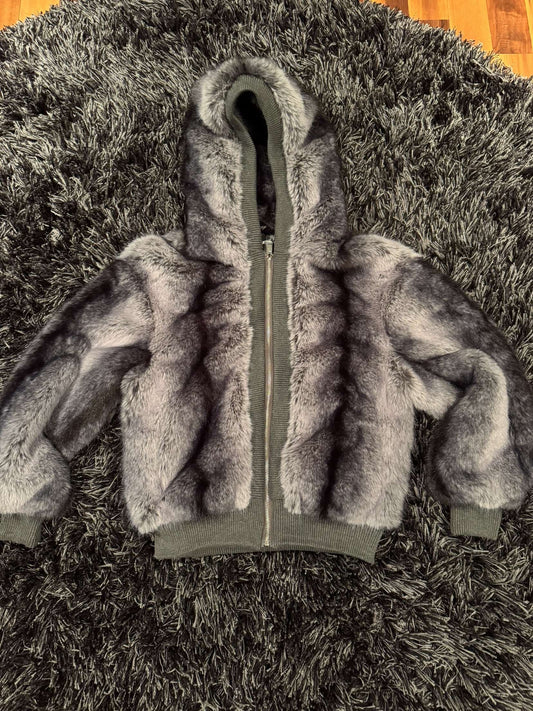 KNITTED FUR HOODED SWEATER - PRE ORDER